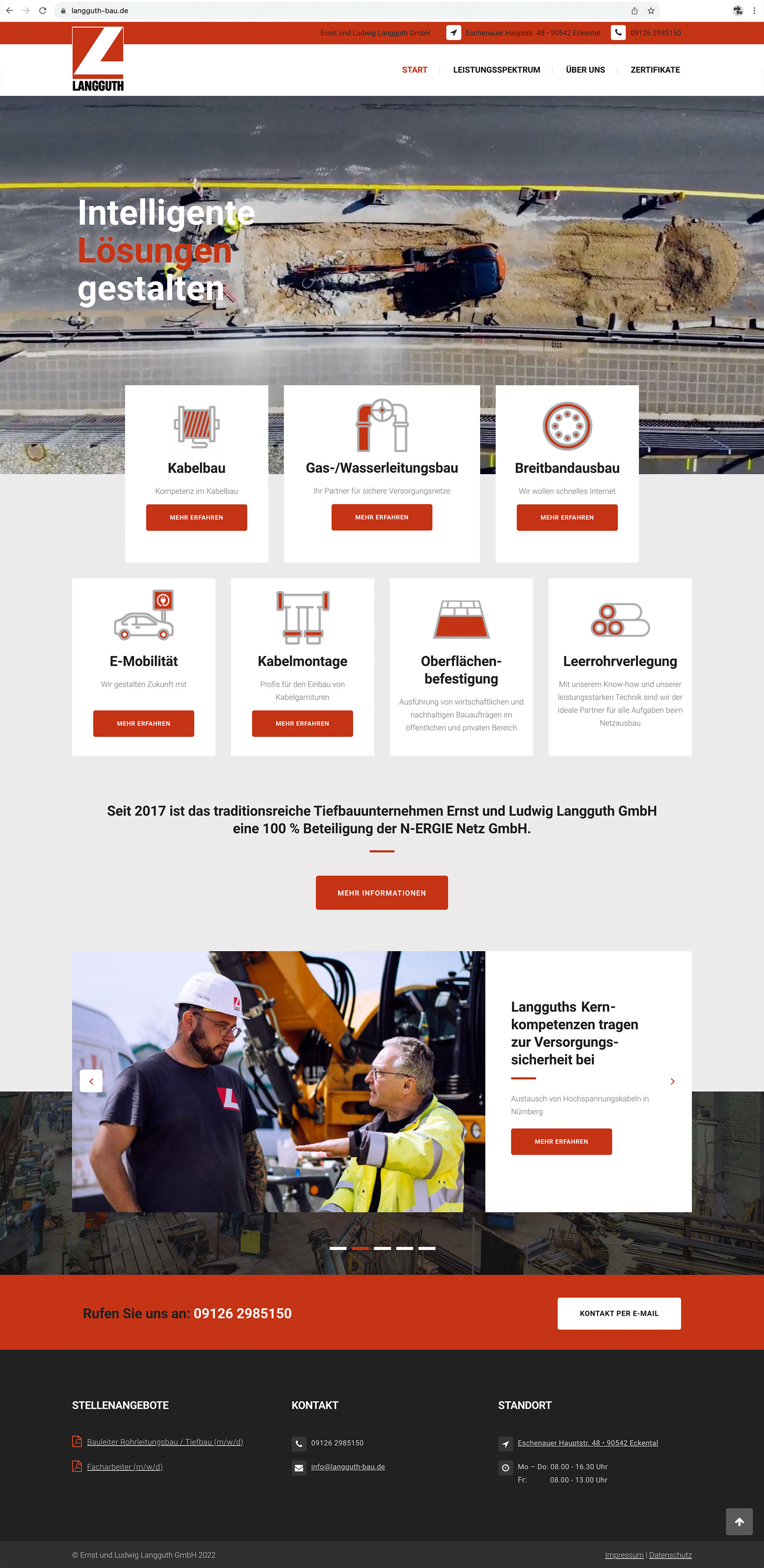 Startseite der Website – Tiefbauunternehmen Ernst und Ludwig Langguth GmbH